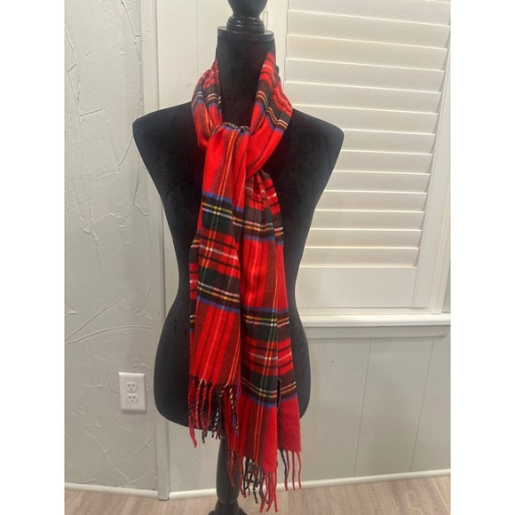 Cashmink V. Fraas Accessories - Cashmink V Fraas Red Plaid winter fall  Scarf Fringe Germany 13x65 holiday